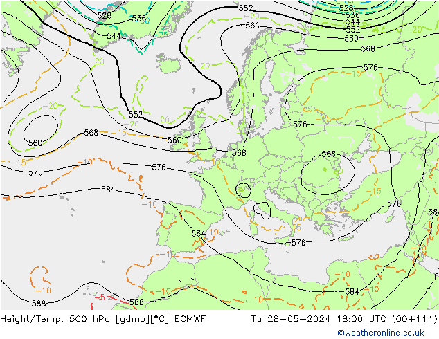 Z500/Rain (+SLP)/Z850 ECMWF mar 28.05.2024 18 UTC