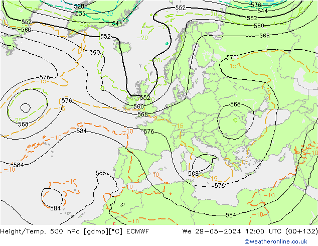 Z500/Rain (+SLP)/Z850 ECMWF St 29.05.2024 12 UTC