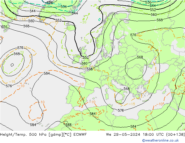 Z500/Rain (+SLP)/Z850 ECMWF  29.05.2024 18 UTC