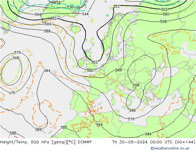 Z500/Rain (+SLP)/Z850 ECMWF Qui 30.05.2024 00 UTC