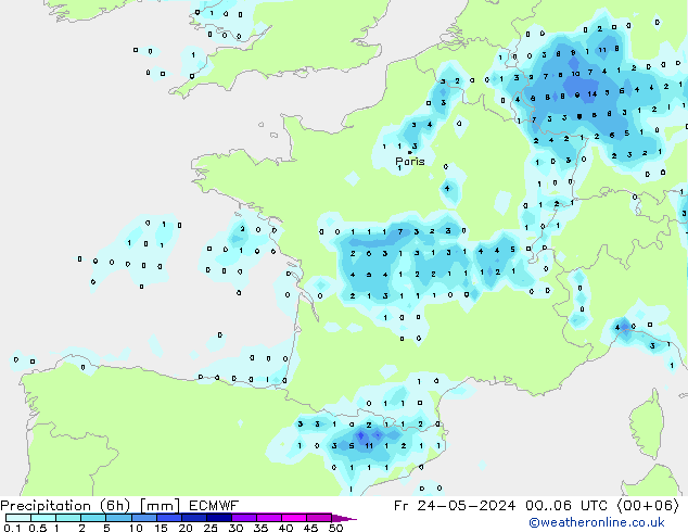 Z500/Regen(+SLP)/Z850 ECMWF vr 24.05.2024 06 UTC