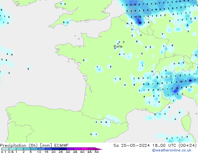 Z500/Rain (+SLP)/Z850 ECMWF Sa 25.05.2024 00 UTC