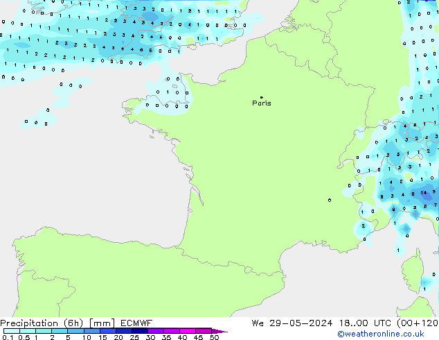 Z500/Rain (+SLP)/Z850 ECMWF mer 29.05.2024 00 UTC