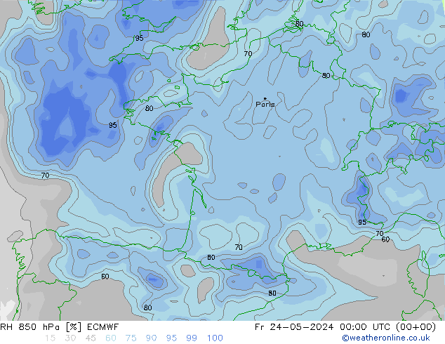 850 hPa Nispi Nem ECMWF Cu 24.05.2024 00 UTC