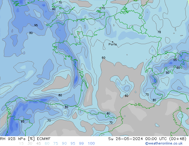 RH 925 hPa ECMWF Su 26.05.2024 00 UTC