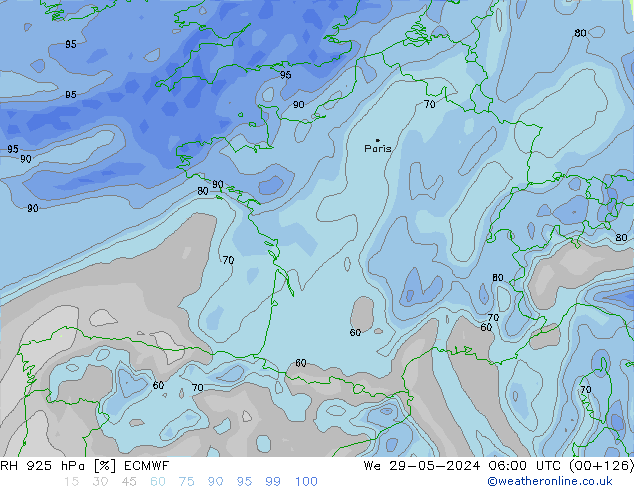 925 hPa Nispi Nem ECMWF Çar 29.05.2024 06 UTC