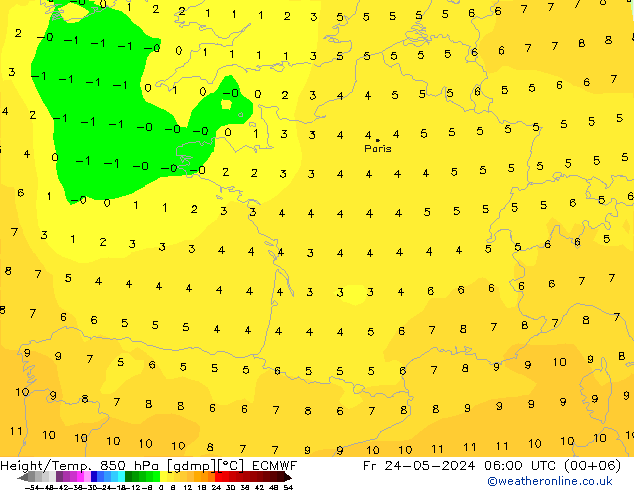 Z500/Rain (+SLP)/Z850 ECMWF Fr 24.05.2024 06 UTC