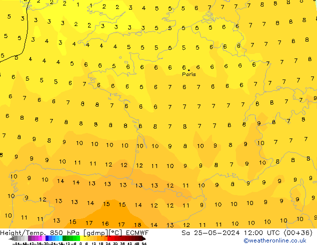 Z500/Rain (+SLP)/Z850 ECMWF  25.05.2024 12 UTC