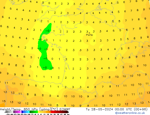 Z500/Rain (+SLP)/Z850 ECMWF Út 28.05.2024 00 UTC