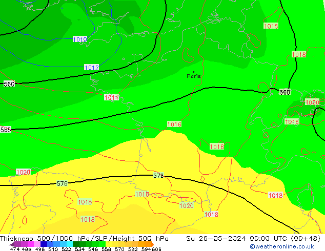 Thck 500-1000hPa ECMWF  26.05.2024 00 UTC