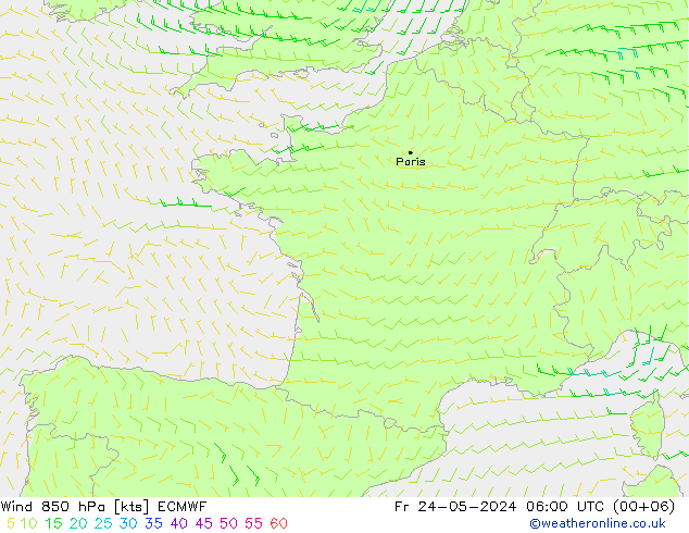 Wind 850 hPa ECMWF vr 24.05.2024 06 UTC