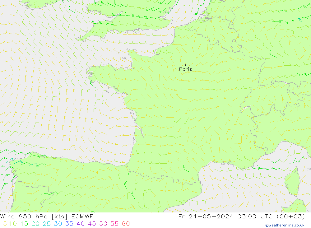 Wind 950 hPa ECMWF Fr 24.05.2024 03 UTC
