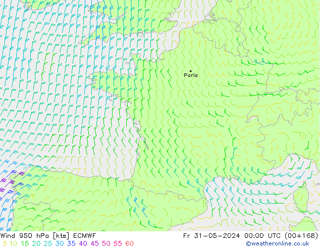 Wind 950 hPa ECMWF Fr 31.05.2024 00 UTC