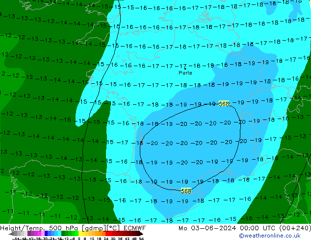 Height/Temp. 500 hPa ECMWF Seg 03.06.2024 00 UTC