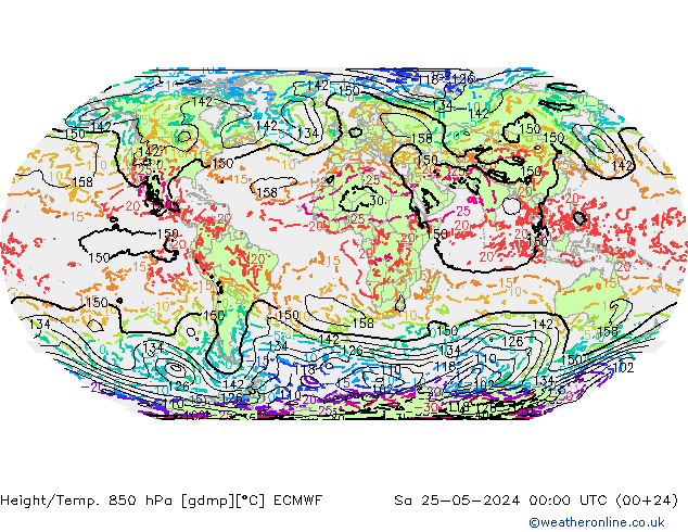 Height/Temp. 850 hPa ECMWF so. 25.05.2024 00 UTC