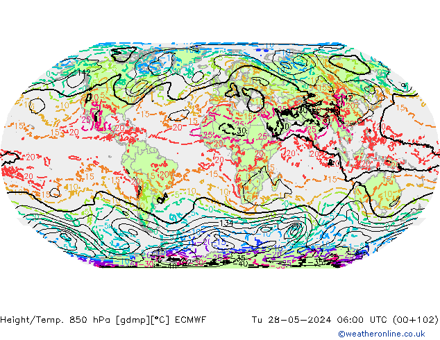 Z500/Rain (+SLP)/Z850 ECMWF вт 28.05.2024 06 UTC