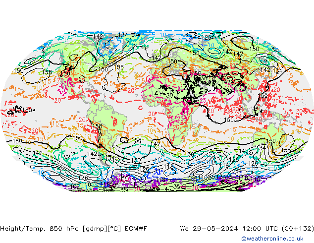 Height/Temp. 850 hPa ECMWF We 29.05.2024 12 UTC