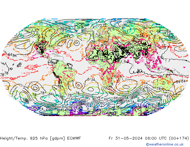 Yükseklik/Sıc. 925 hPa ECMWF Cu 31.05.2024 06 UTC