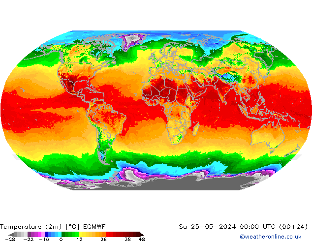 Temperaturkarte (2m) ECMWF Sa 25.05.2024 00 UTC