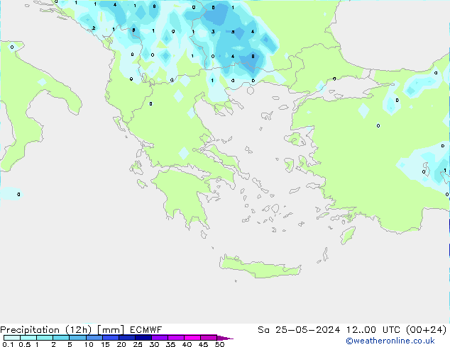 Nied. akkumuliert (12Std) ECMWF Sa 25.05.2024 00 UTC