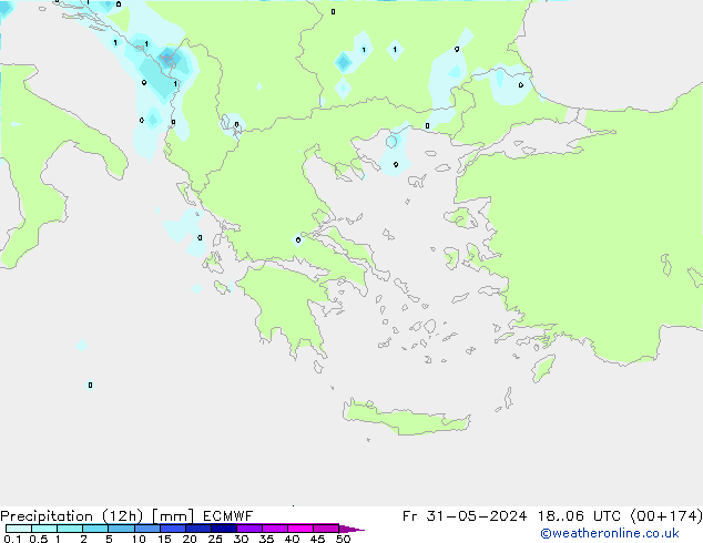 Precipitación (12h) ECMWF vie 31.05.2024 06 UTC