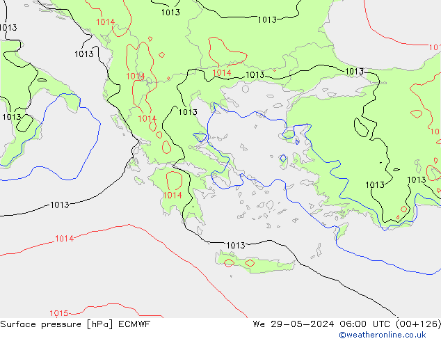 Surface pressure ECMWF We 29.05.2024 06 UTC