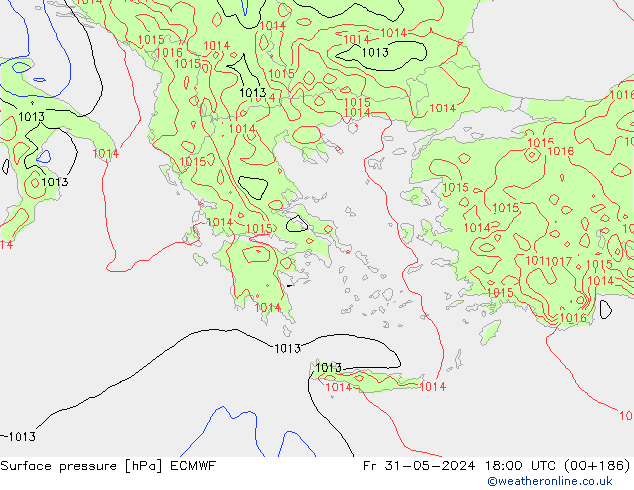 Pressione al suolo ECMWF ven 31.05.2024 18 UTC