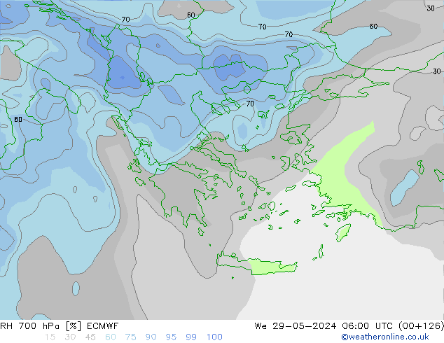 RH 700 гПа ECMWF ср 29.05.2024 06 UTC