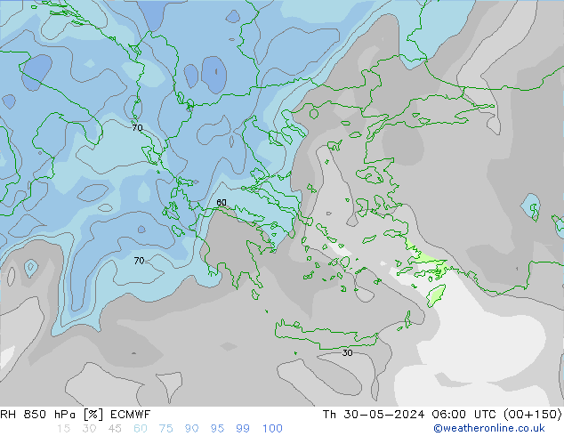 850 hPa Nispi Nem ECMWF Per 30.05.2024 06 UTC