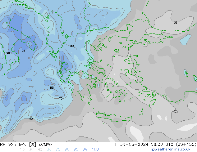 925 hPa Nispi Nem ECMWF Per 30.05.2024 06 UTC