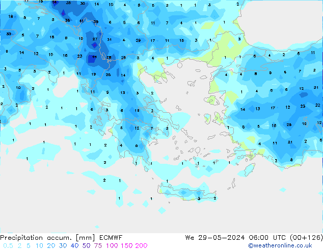 Precipitation accum. ECMWF We 29.05.2024 06 UTC