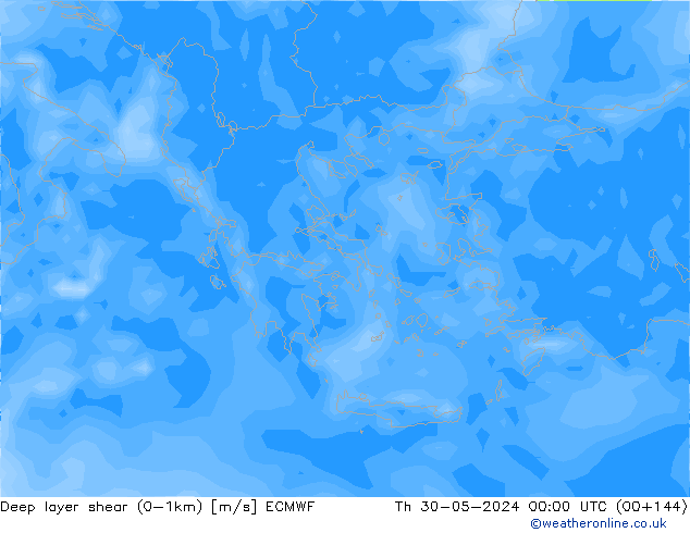 Deep layer shear (0-1km) ECMWF чт 30.05.2024 00 UTC