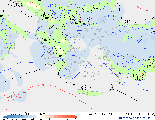 Tendenza di Pressione ECMWF mer 29.05.2024 12 UTC