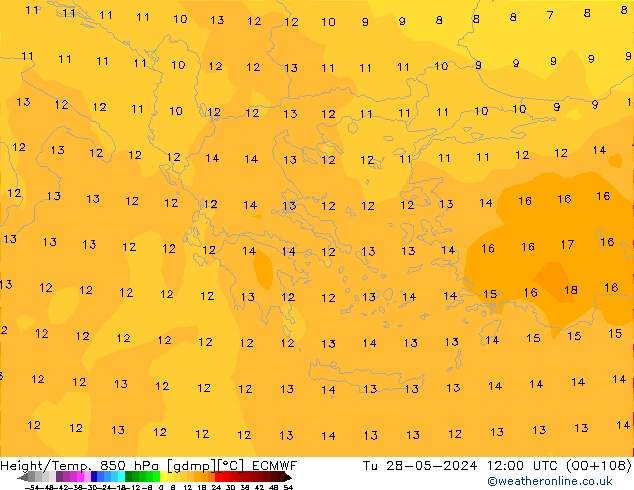 Z500/Rain (+SLP)/Z850 ECMWF вт 28.05.2024 12 UTC