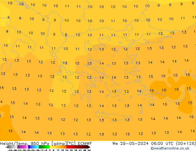 Height/Temp. 850 гПа ECMWF ср 29.05.2024 06 UTC