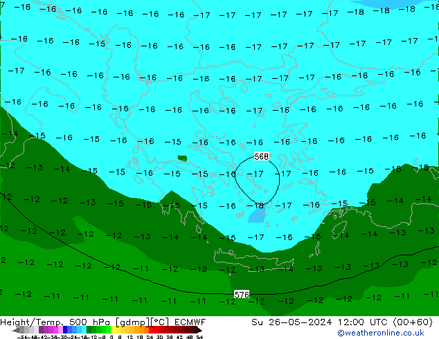 Height/Temp. 500 hPa ECMWF Su 26.05.2024 12 UTC