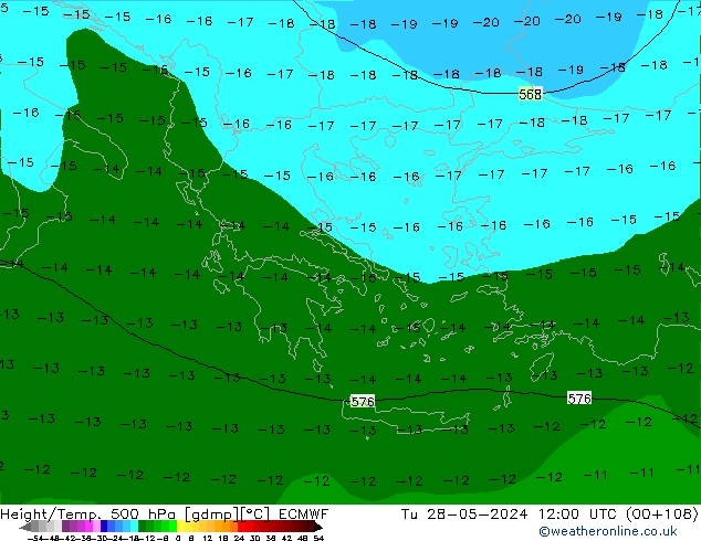 Z500/Rain (+SLP)/Z850 ECMWF вт 28.05.2024 12 UTC