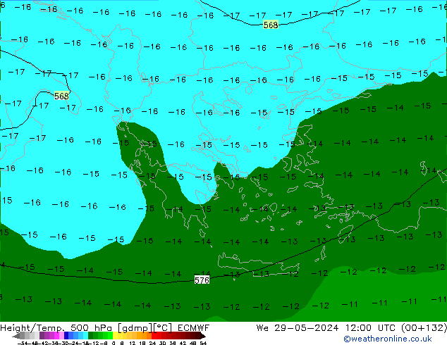 Z500/Regen(+SLP)/Z850 ECMWF wo 29.05.2024 12 UTC