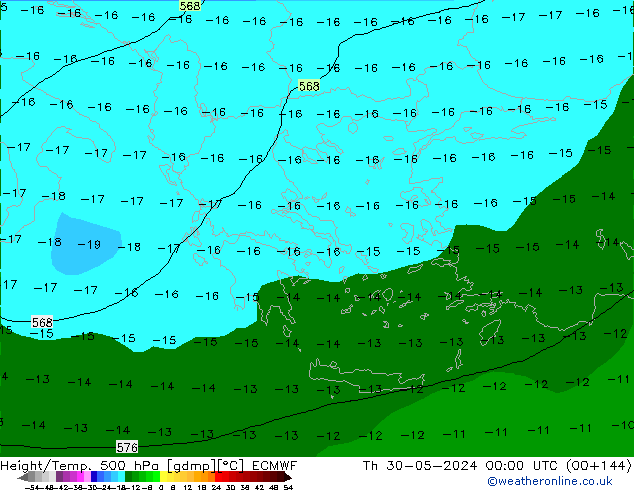 Height/Temp. 500 hPa ECMWF  30.05.2024 00 UTC