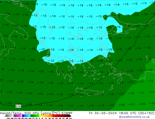 Z500/Rain (+SLP)/Z850 ECMWF Th 30.05.2024 18 UTC