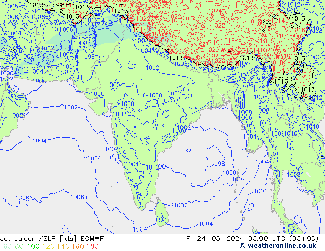 Jet stream/SLP ECMWF Fr 24.05.2024 00 UTC
