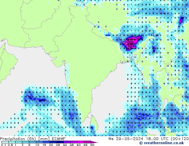 Z500/Rain (+SLP)/Z850 ECMWF mer 29.05.2024 00 UTC