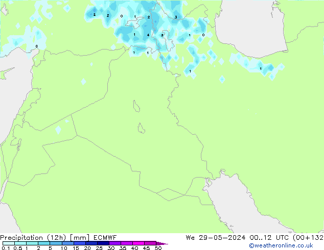 Precipitation (12h) ECMWF We 29.05.2024 12 UTC