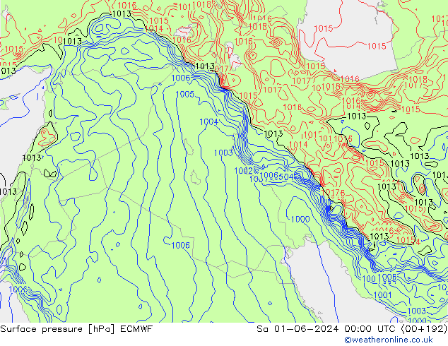 Presión superficial ECMWF sáb 01.06.2024 00 UTC