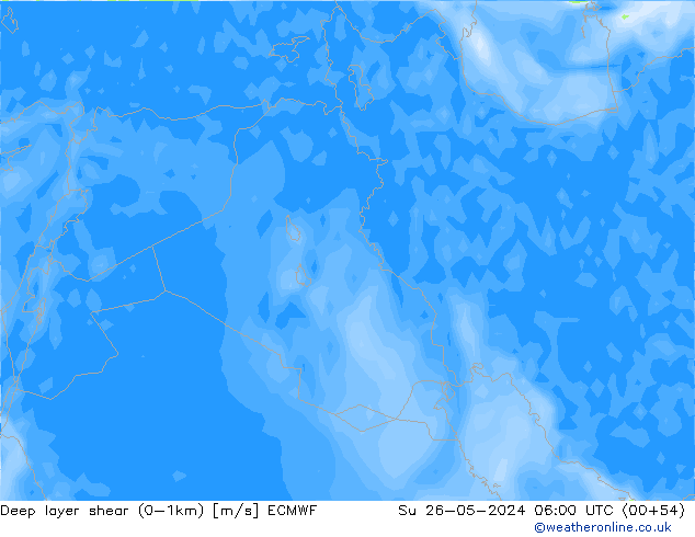 Deep layer shear (0-1km) ECMWF dom 26.05.2024 06 UTC