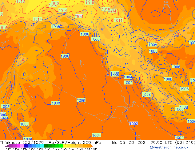 Thck 850-1000 hPa ECMWF Seg 03.06.2024 00 UTC