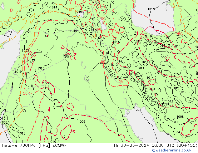 Theta-e 700hPa ECMWF  30.05.2024 06 UTC