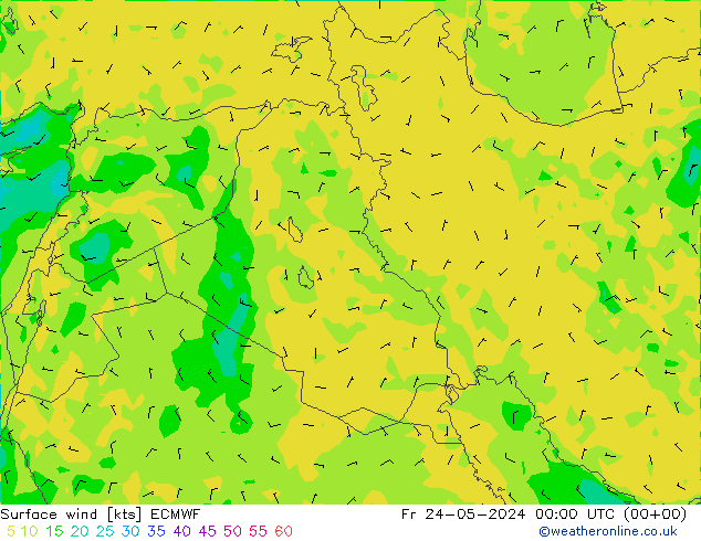 Surface wind ECMWF Fr 24.05.2024 00 UTC