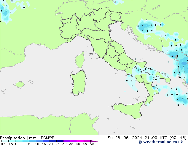 Precipitation ECMWF Su 26.05.2024 00 UTC