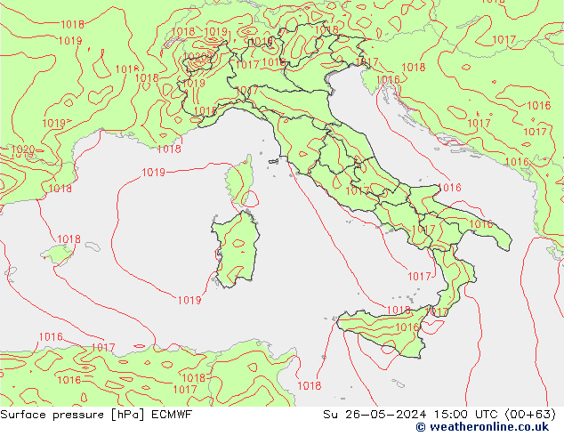 Yer basıncı ECMWF Paz 26.05.2024 15 UTC